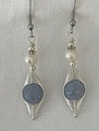 BLUE CORAL EARRINGS, Handmade, Polished Coral with Freshwater Pearls, Imported from TROGIR, Croatia:  NEW! (2)  SOLD OUT!