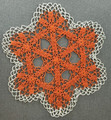 Handmade Crocheted Lace from Croatia by Ðurđa Pintar Janes, ONE-OF-A-KIND: Orange & Off-White, Large! HUGE DISCOUNT!!