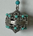 Pendant Studded with Turquoise Beads and Large Full-Ball Botuni, Imported from Croatia, ONE-OF-A-KIND: DISCOUNTED PRICE! SUPER ELEGANT!