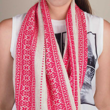 This scarf is on LINEN, which is a warm oatmeal in color.