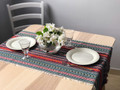 **(6S) Table Runner, PRIGORJE Folk Pattern: Greys/Blacks/Reds/Gold: Imported from Croatia! NEW! 14 in x 55 in (35 cm x 140 cm) DISCOUNTED PRICE! SOLD OUT!