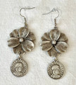 Croatian Heritage Jewelry: ROMAN COIN Earrings, with Floral Design, Imported from Croatia: NEW 10-21! ONE PAIR AVAILABLE! SALE!