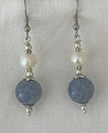 BLUE CORAL EARRINGS, Handmade, Polished Coral with Freshwater Pearls, Imported from TROGIR, Croatia: NEW! (3)