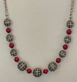 Necklace with Stunning Coral Beads and 9 Large Full-Ball Botuni, Imported from Croatia: ONE-OF-A-KIND! DISCOUNTED P RICE! STRIKING!