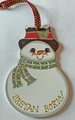 2023:  Wooden Ornament, "Sparkly Snowman" with SRETAN BOŽIĆ! NEW for 2023! SOLD OUT!