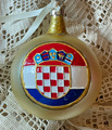 CELEBRATORY Ornament, CROATIAN SOCCER BALL with GOLD Background and "SRETAN BOŽIĆ"! Hand-Painted and Imported from Croatia: NEW! (at Special PRE-ORDER Price!)