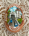 Porcelain Easter Egg, ONE-OF-A-KIND, Elaborately Hand-Painted: NEW in 2023!  ~Featuring Zagreb's Uspinjaca (Lift) to the Old Town! Discounted Price!