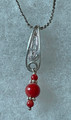 FILIGREE PENDANT with Handmade Delicate Filigree Work, with Genuine CORAL! ONE-OF-A-KIND, Imported from Croatia, STUNNING! NEW!