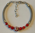 Designer Bracelet with Coral Beads and a Cloisonné Bead: Imported from Jewelry Shops in Croatia! (2) DISCOUNTED!  SOLD OUT!