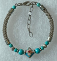 Designer Bracelet with Turquoise Beads and a Cloisonné Bead: Imported from Jewelry Shops in Croatia! (3) DISCOUNTED! SOLD OUT!