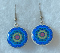 Glass Dome Earrings in the MURANO 'MILLEFIORI' Round Style, Imported from Croatia, ONE-OF-A-KIND! (#8) DISCOUNTED PRICE!