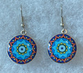 Glass Dome Earrings in the MURANO 'MILLEFIORI' Round Style, Imported from Croatia, ONE-OF-A-KIND! (#6)  DISCOUNTED PRICE! 