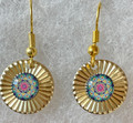 EARRINGS: Gold-Plated, Glass Dome (Round), in the MURANO 'MILLEFIORI' Style, Imported from Croatia, ONE-OF-A-KIND! (4): NEW!