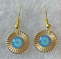 EARRINGS: Gold-Plated, Glass Dome (Round), in the MURANO 'MILLEFIORI' Style, Imported from Croatia, ONE-OF-A-KIND! (2): NEW!