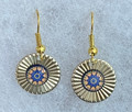 EARRINGS: Gold-Plated, Glass Dome (Round), in the MURANO 'MILLEFIORI' Style, Imported from Croatia, ONE-OF-A-KIND! (1): NEW!