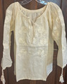 Blouse, Hand-Embroidered and Imported from Croatia: ONE-OF-A-KIND! NEW! (Fits Sizes Adult S-M) EggShell