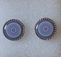 Earrings, MILLEFIORI Posts Sterling Silver, Imported from Croatia, ONE-OF-A-KIND! (9/2) -Slightly Larger with Silver Setting  SOLD OUT!