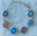 Glass Dome Bracelet in the MURANO 'MILLEFIORI' Style, Imported from Croatia, ONE-OF-A-KIND! (5) DISCOUNTED PRICE! 