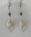 BLUE CORAL EARRINGS, Handmade, Polished Coral with Silver Settings & Brač Stones, Imported from TROGIR, Croatia: NEW! (8)