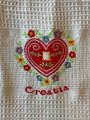 Croatian Cooking ~ Waffle Weave Kitchen Towel ~ EMBROIDERED LICITARSKA SRCA ~ NEW from Croatia 07/22!  SOLD OUT!