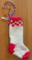 *Hrvatska Designs by Gloria ** ~ ADORABLE Hand Knit MINIATURE STOCKING ORNAMENT with ŠAHOVNICA Design: 2 Left!