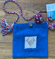 *Hrvatska Designs by Gloria ** STUNNING Handmade KNIT Purse in CROATIAN BLUE with Red Bead Heart Design: NEW! ONE-OF-A-KIND! 