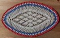 Handmade Crocheted Lace from Croatia by Durda Janes, ONE-OF-A-KIND: Discounted! (OBLONG with CROATIAN 'TROBOJNICA'---Red, White, Blue!) #3 NEW!