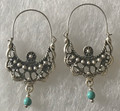 KONAVLE Earrings with Turquoise Bead, ONE-OF-A-KIND: Imported from Croatia (Medium Size, Fancy) RE-STOCKED! DISCOUNTED!