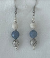 BLUE CORAL EARRINGS, Handmade, Polished Coral with Silver Botun & Brač Stone, Imported from TROGIR, Croatia: NEW! (6)