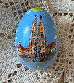 Wooden Easter Egg, ONE-OF-A-KIND, Elaborately Hand-Painted: NEW in 2023! (Blue) ~Featuring Zagreb Cathedral~
