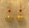 BOTUN Earrings, GOLD PLATED, with Coral Beads, Imported from Croatia:(Large) RE-STOCKED! DISCOUNTED! 