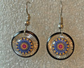 EARRINGS: Stainless/Silver, Glass Dome (Round), in the MURANO 'MILLEFIORI' Style, Imported from Croatia, ONE-OF-A-KIND! NEW! (11N)