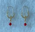KONAVLE Earrings, GOLD PLATED, Embellished with Coral Beads, ONE-OF-A-KIND! Imported from Croatia (Dainty/Petite): NEW! DISCOUNTED!