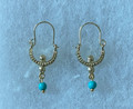 KONAVLE Earrings, GOLD PLATED, Embellished with Turquoise Beads, ONE-OF-A-KIND! Imported from Croatia (Dainty/Petite): NEW! DISCOUNTED! SOLD OUT!