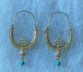 KONAVLE Earrings, GOLD PLATED, Embellished with Turquoise Beads, ONE-OF-A-KIND! Imported from Croatia (Large/Fancy): NEW! DISCOUNTED!