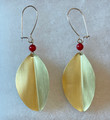 GOLD PLATED and Imported from Croatia, ONE-OF-A-KIND Earrings:(Large Leaf with Coral Beads) NEW! DISCOUNTED!