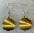 GOLD PLATED and Imported from Croatia, ONE-OF-A-KIND Earrings:(Large Round with Turquoise Beads) NEW! DISCOUNTED!