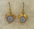 EARRINGS: Gold-Plated, Glass Dome (Heart-Shaped), in the MURANO 'MILLEFIORI' Style, Imported from Croatia, ONE-OF-A-KIND! (5): NEW!