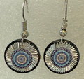 EARRINGS: Stainless/Silver, Glass Dome (Round), in the MURANO 'MILLEFIORI' Style, Imported from Croatia, ONE-OF-A-KIND! NEW! (3N)