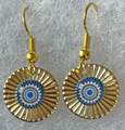 EARRINGS: Gold-Plated, Glass Dome (Round), in the MURANO 'MILLEFIORI' Style, Imported from Croatia, ONE-OF-A-KIND! (5): NEW!