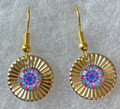 EARRINGS: Gold-Plated, Glass Dome (Round), in the MURANO 'MILLEFIORI' Style, Imported from Croatia, ONE-OF-A-KIND! (7): NEW!