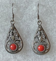FILIGREE EARRINGS with Handmade Delicate Filigree Work and CORALS, ONE-OF-A-KIND, Imported from Croatia, SENSATIONAL! NEW!  SOLD OUT!
