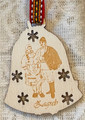Wooden Ornament, Laser Engraved & Laser Cut, with PRIGORJE COUPLE! Imported from Croatia and NEW for 2022! (Bell) 3 LEFT!
