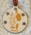 Wooden Ornament, Laser Engraved & Laser Cut, with PRIGORJE COUPLE! Imported from Croatia and NEW for 2022! (Rd) ONE LEFT!