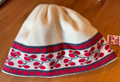 Stocking Caps Imported from SLAVONIJA, Croatia (Creamy WHITE with Blue, Red & White Vine Motif): NEW! Size L-XL  SOLD OUT!