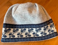 Stocking Caps Imported from SLAVONIJA, Croatia (Soft GREY with Blue, Red & White Vine Motif): NEW! Size L-XL