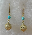 BOTUN Earrings, GOLD PLATED, with Turquoise Beads, Imported from Croatia:(Small) RE-STOCKED! DISCOUNTED!
