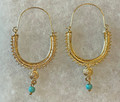 KONAVLE Earrings, GOLD PLATED, Embellished with Turquoise Beads, Large! Imported from Croatia: RE-STOCKED! DISCOUNTED!