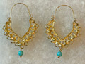 KONAVLE Earrings, GOLD PLATED, Embellished with Turquoise Beads! Imported from Croatia (Large Ornate): RE-STOCKED! DISCOUNTED!