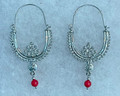 KONAVLE Earrings, RHODIUM PLATED, Embellished with Coral Beads! Imported from Croatia (Large/Fancy): RE-STOCKED! DISCOUNTED!